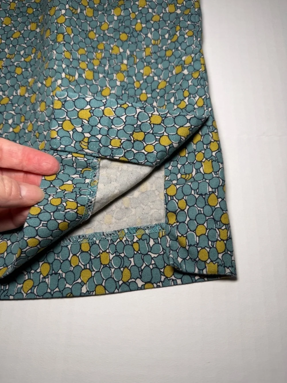 Talbots Teal Floral Pencil Skirt with Mustard Accents